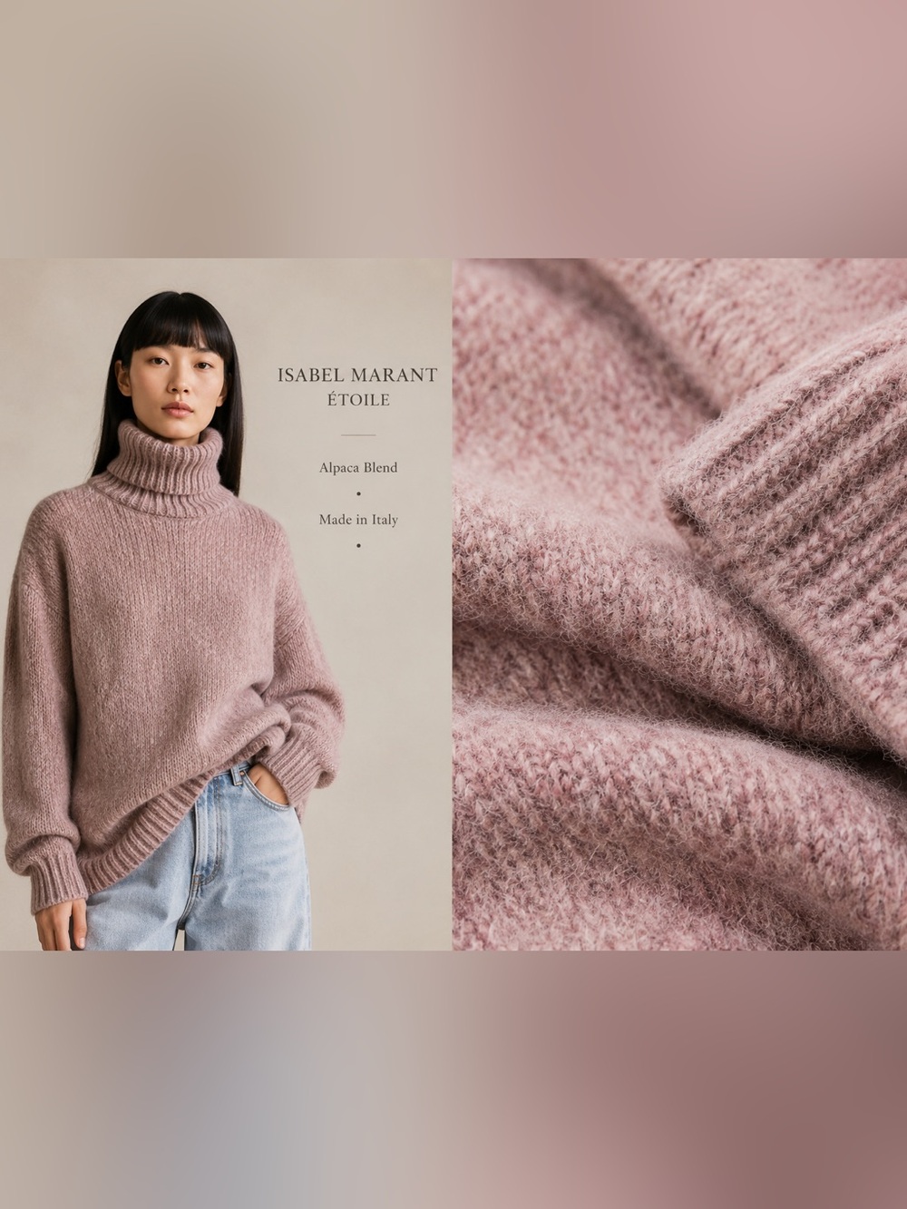 Isabel Marant Étoile Oversized Alpaca Turtleneck Sweater Rose Pink EU40